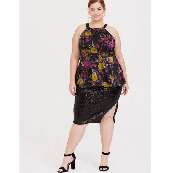 Torrid Georgette Goddess Neck Tank Top Floral Print Women’s Plus Size 5 Zip - Picture 2 of 12